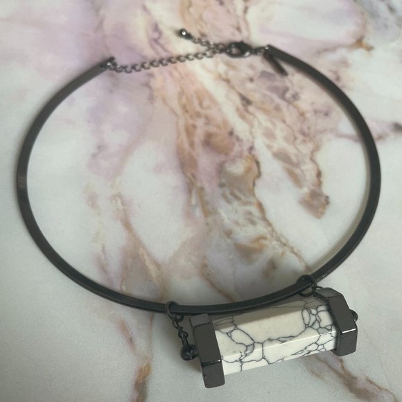 Topshop Freedom Hematite and Marble Necklace - Picture 1 of 4
